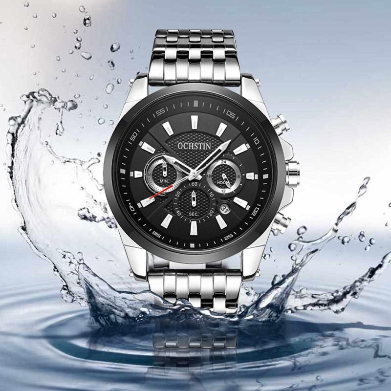 Multifunctional Steel Strap Men Watch - Fashionable Quartz - Rose Gold Black 5
