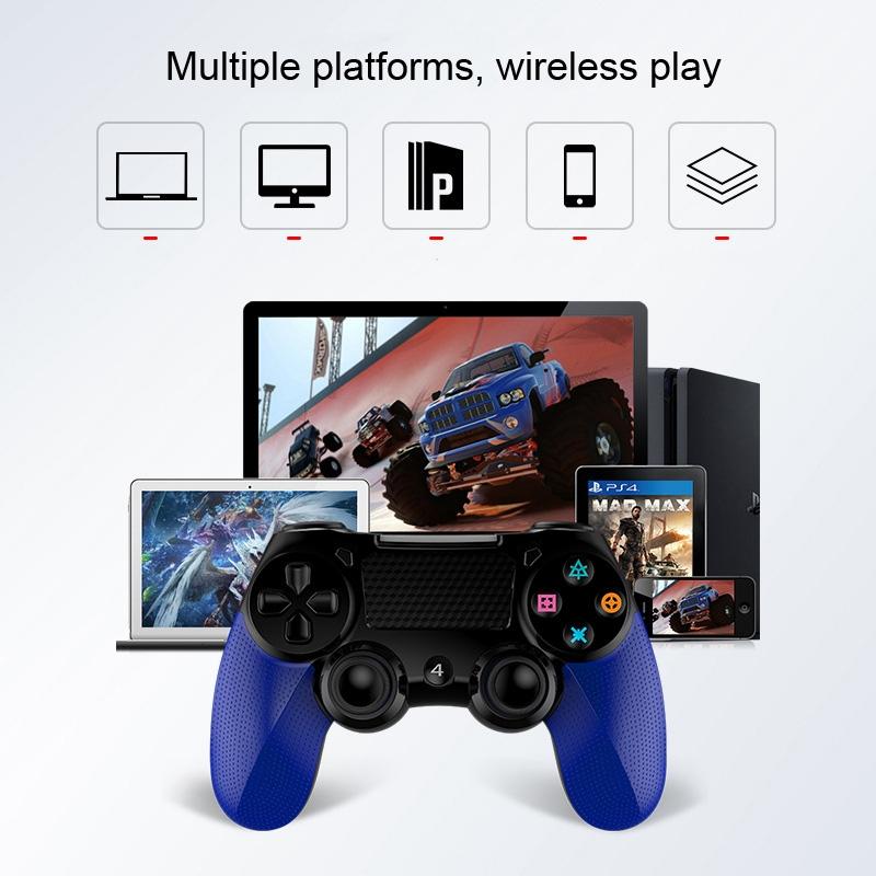 Wireless Bluetooth Gamepad for Ps4 - Dual Vibration Touch Screen Light Audio - 2 Pcs - Blue 6