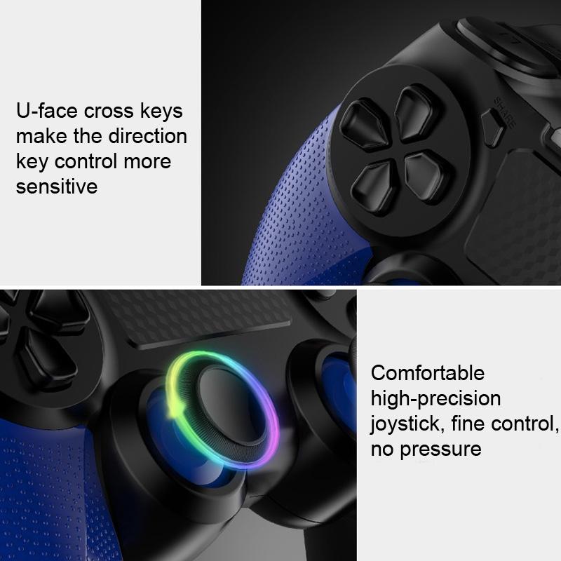 Wireless Bluetooth Gamepad for Ps4 - Dual Vibration Touch Screen Light Audio - 2 Pcs - Blue 8