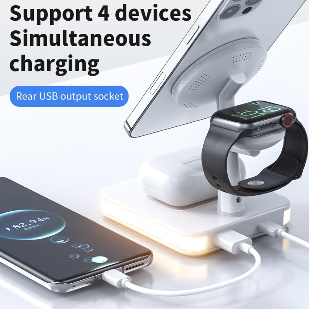 4 In 1 Magnetic Wireless Charger For Iphone / Iwatch / Airpods & More - White 4