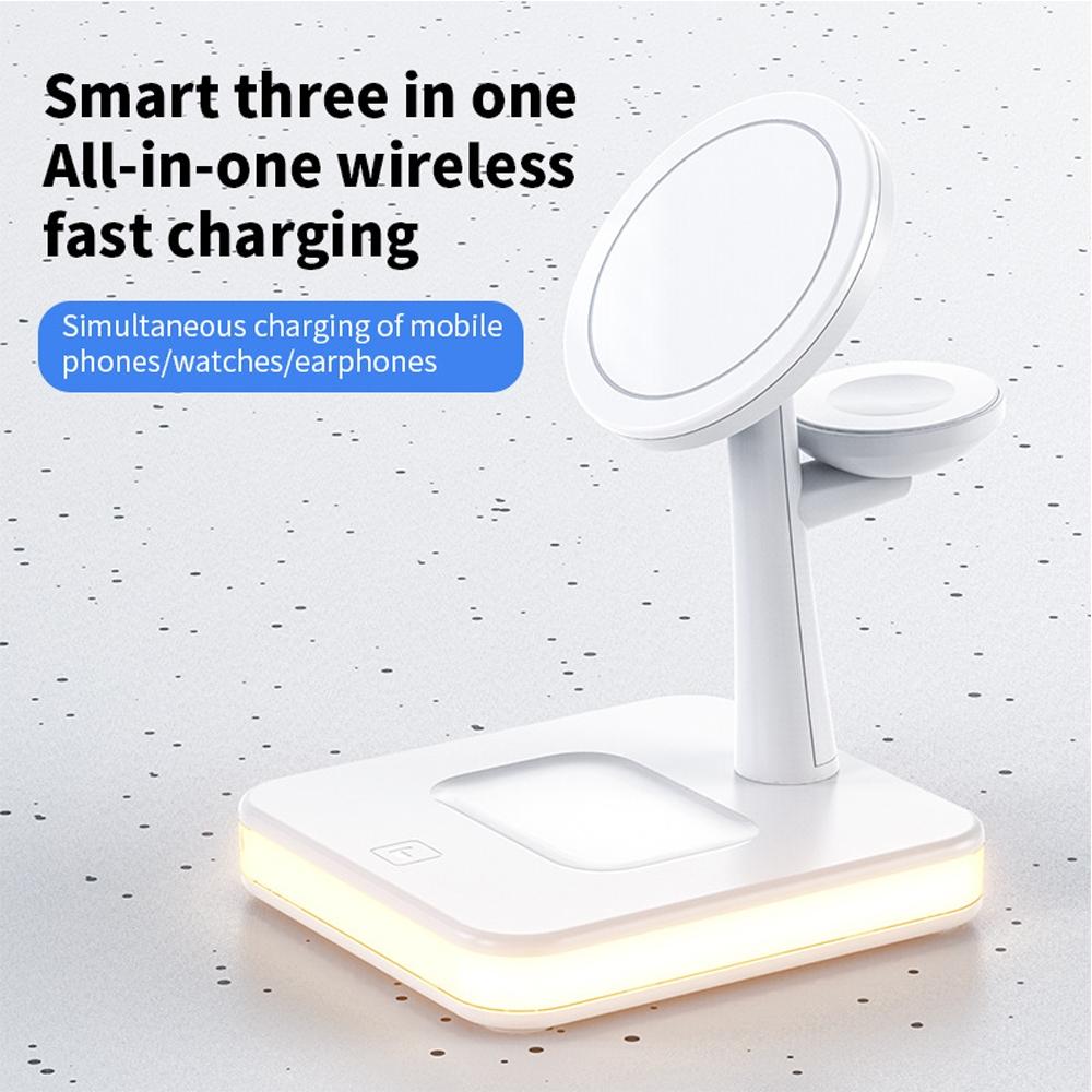 4 In 1 Magnetic Wireless Charger For Iphone / Iwatch / Airpods & More - White 7