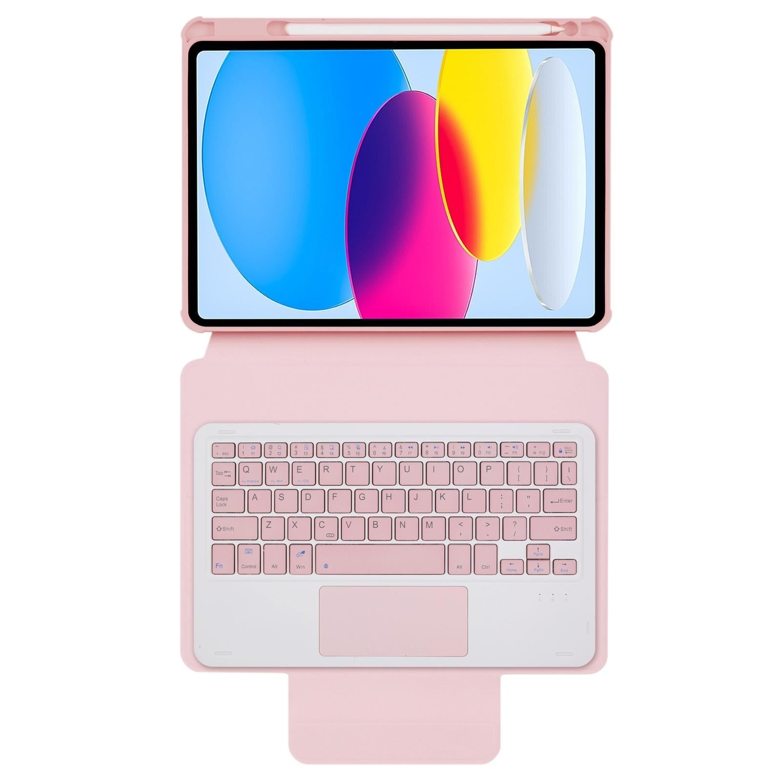 360 Rotation Bluetooth Keyboard Leather Case For Ipad 10.9 2022 - Transparent Acrylic With Touch Control - Pink 5