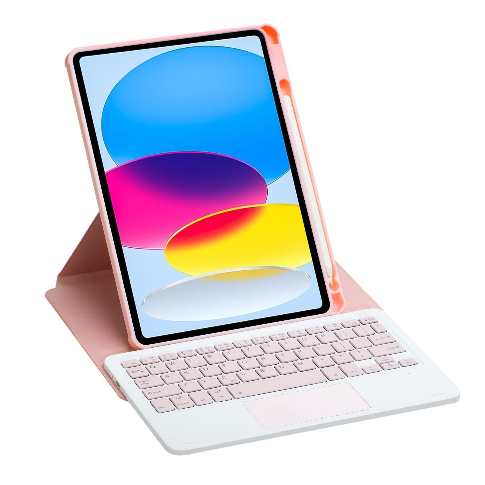 360 Rotation Bluetooth Keyboard Leather Case For Ipad 10.9 2022 - Transparent Acrylic With Touch Control - Pink 6
