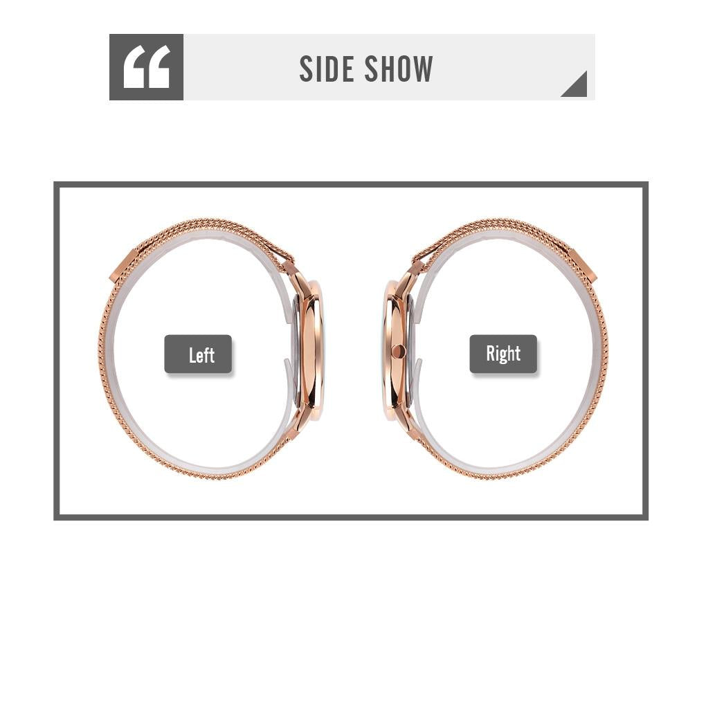 Women Metal Mesh Quartz Watch with Non-scale Dial - Rose Gold Blue Surface 4