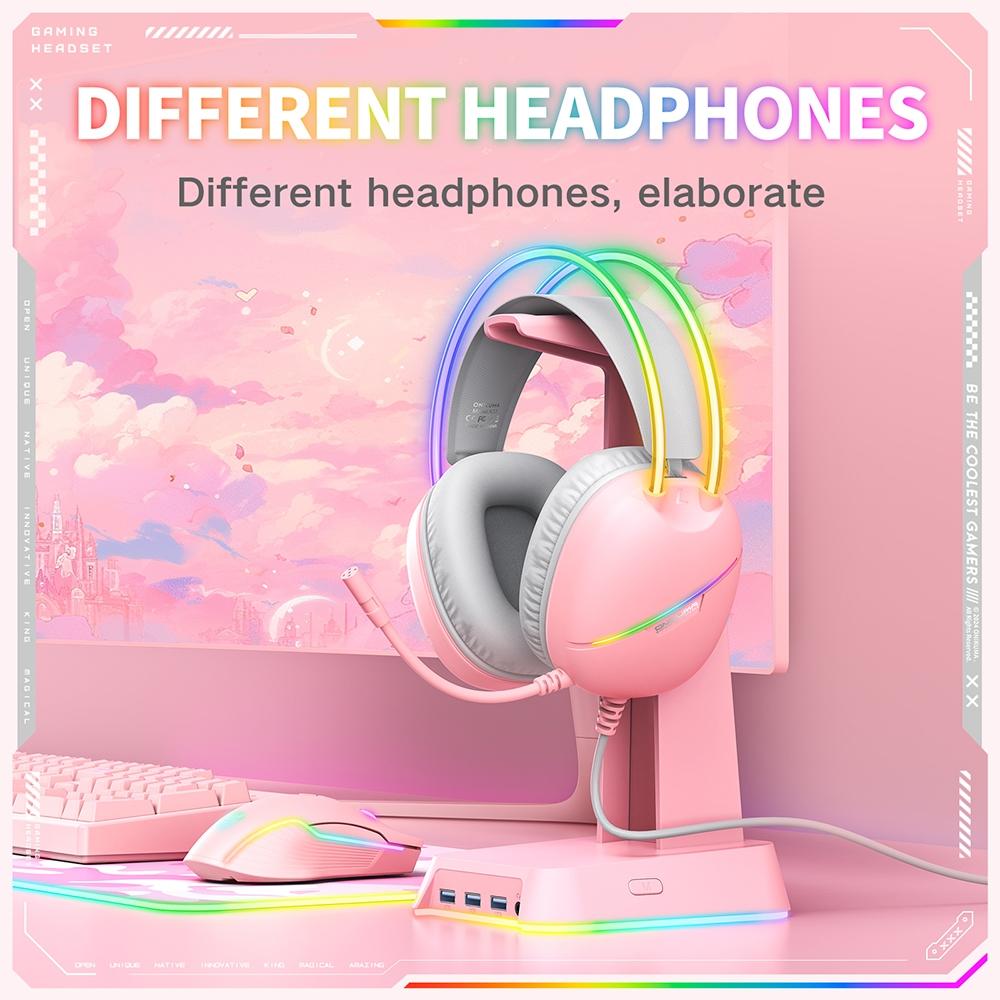 Rgb Light Gaming Headset 2M Cable - Pink 9