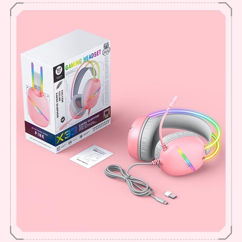 Rgb Light Gaming Headset 2M Cable - Pink 10