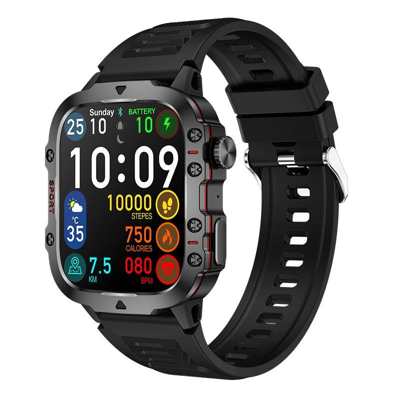 1.96 Inch Colour Screen Smart Watch Silicone Strap Support Bluetooth Call - Khaki 10