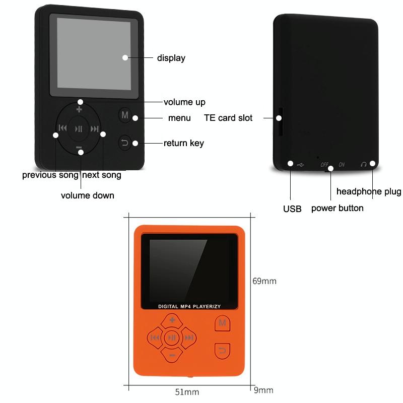 Lossless Mp4 Player With Synchronized Lyrics Cross Button Style - Black 5