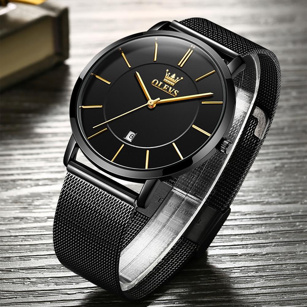Waterproof Steel Strap Men Quartz Watch - Business Style - Blue + Black 9