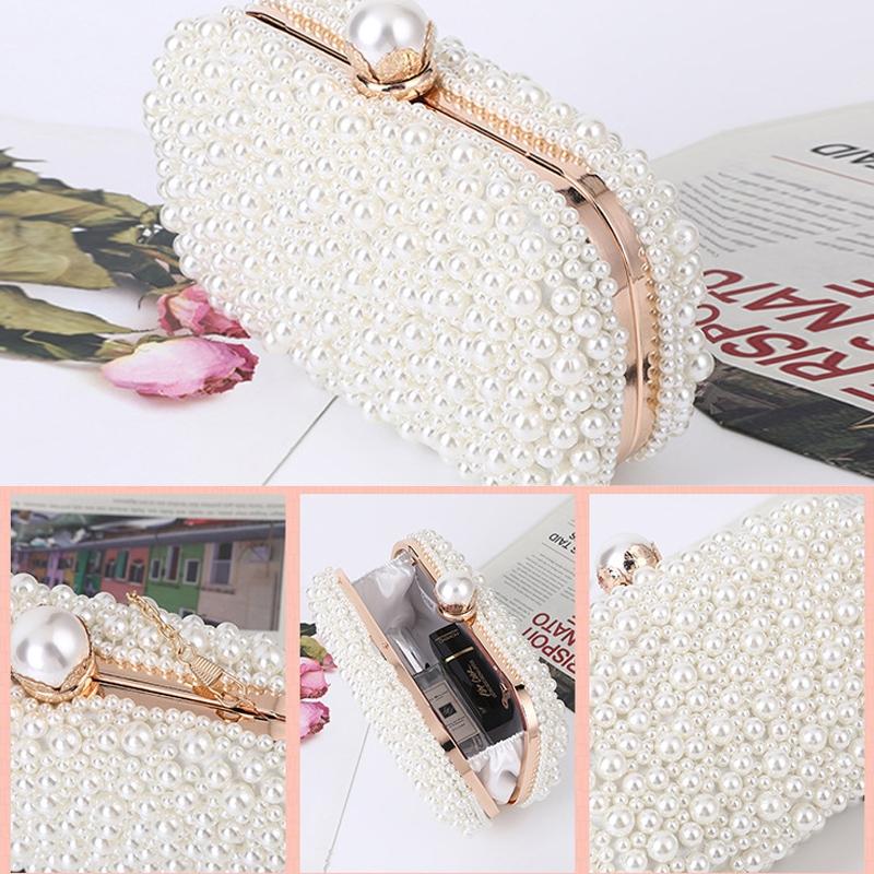 Soft Lock Pearl Evening Bag Chic Crossbody - Beige 6