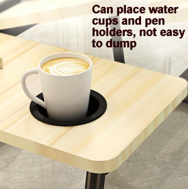 Adjustable Folding Laptop Desk with Cup Holder - Four-speed Lifting Table for Dorms - Black Gold Wire 9