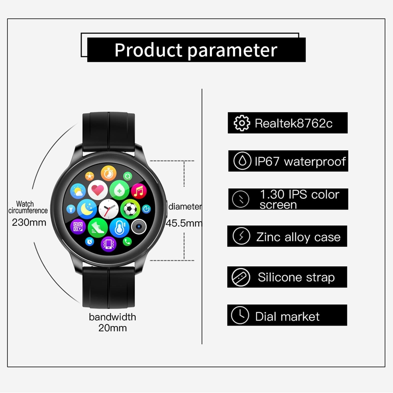 1.3 Inch Ips Colour Screen Ip67 Waterproof Smart Watch Support Sleep Monitor / Heart Rate Monitor / Blood Pressure Monitor - Blue 4