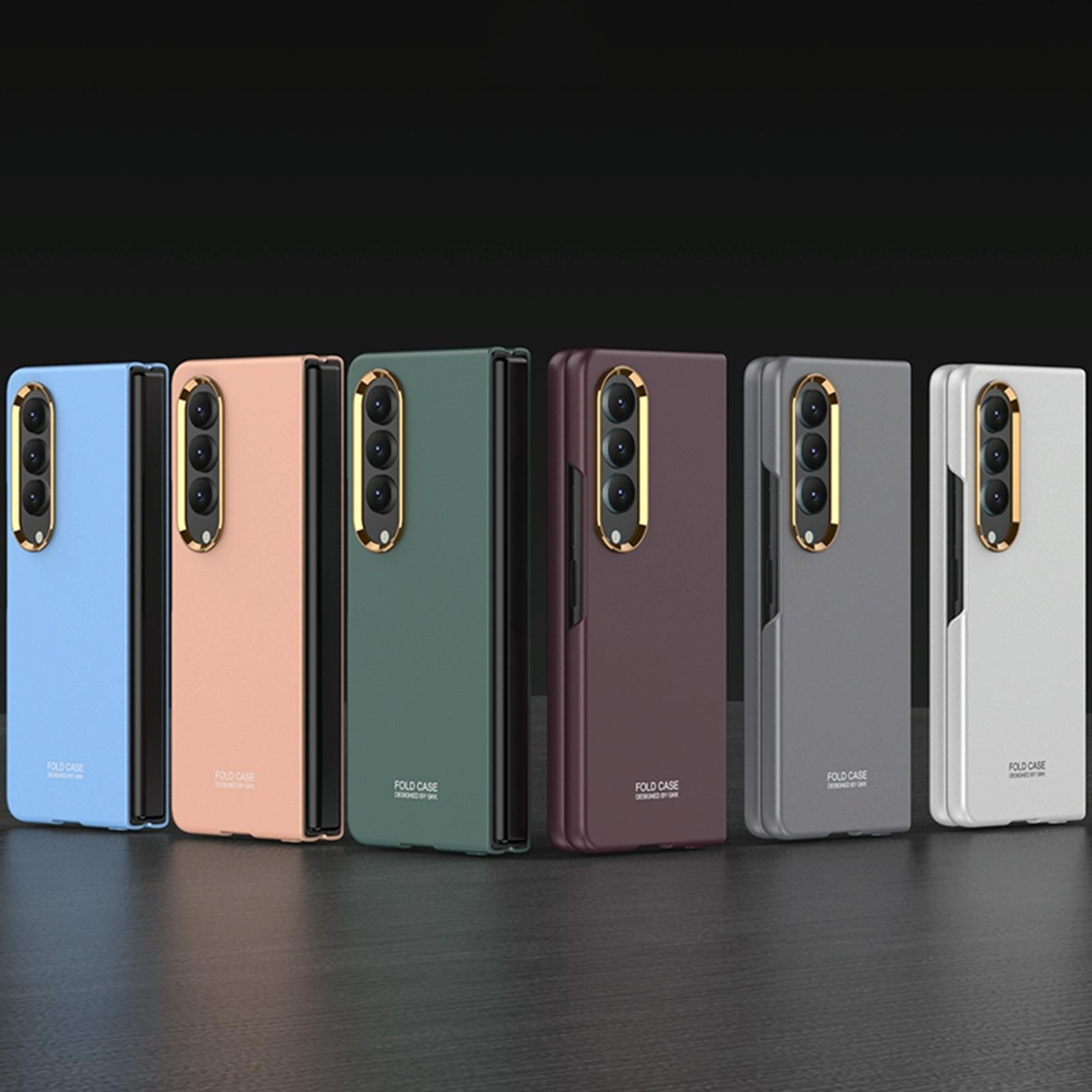 For Samsung Galaxy Z Fold4 5G Electroplating Lens Frame Case - Ultra Thin - Green 3