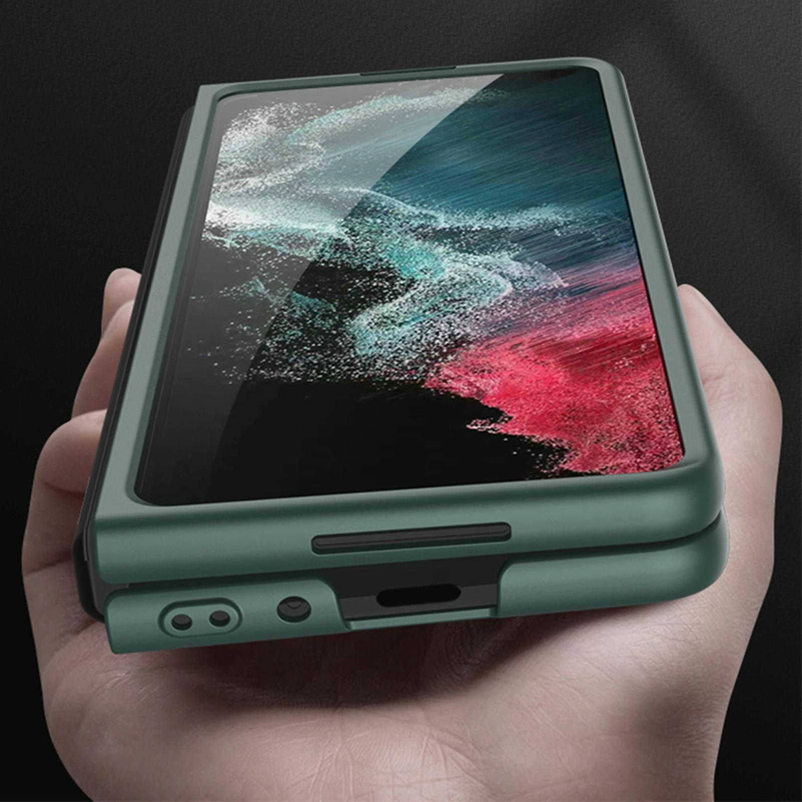 For Samsung Galaxy Z Fold4 5G Electroplating Lens Frame Case - Ultra Thin - Green 6
