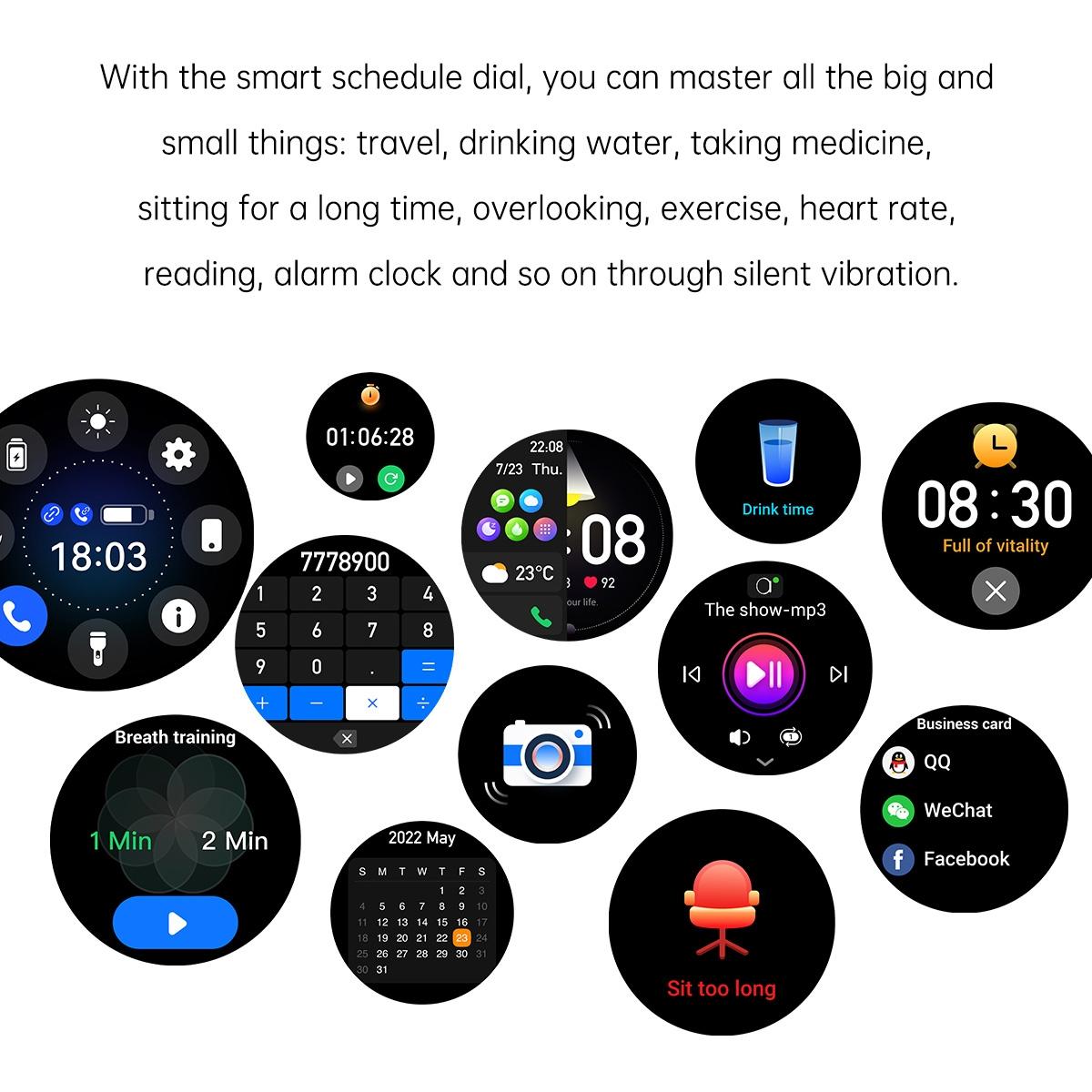 1.1 Inch Smart Stainless Steel Band Watch Support Bluetooth Call / Blood Oxygen Monitoring - Black 7