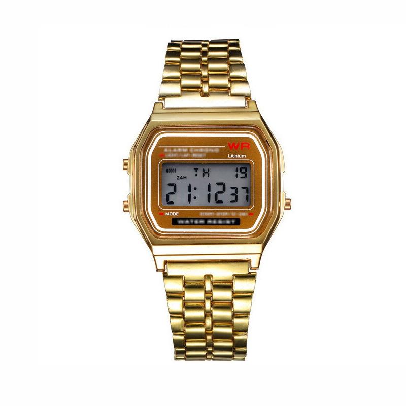 Waterproof Led Digital Quartz Wristwatch - Unisex - Gold 3