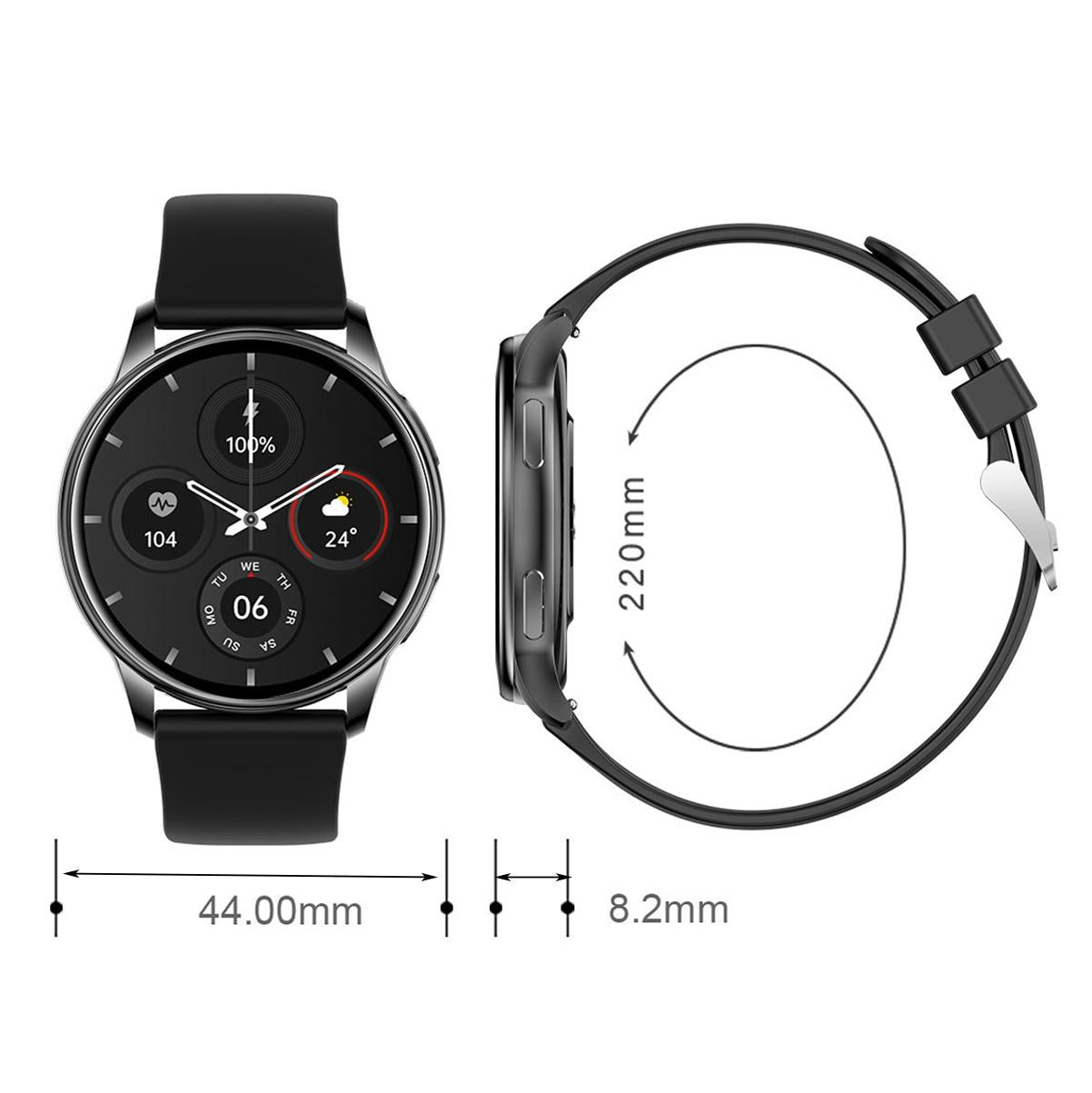 1.32 Inch Health Monitoring Smart Watch With Password Lock - Black 3
