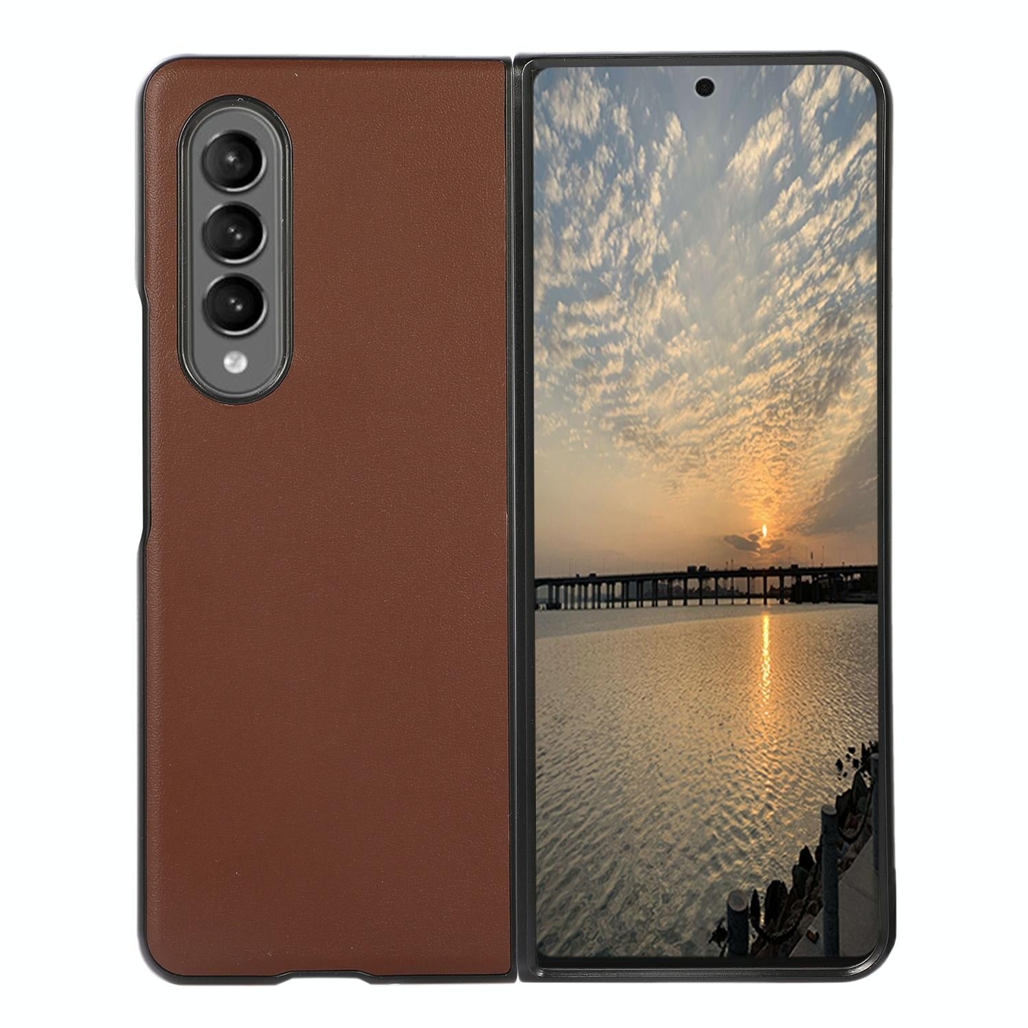 For Samsung Galaxy Z Fold4 5G Sheep Texture Leather Phone Case - Blue 8