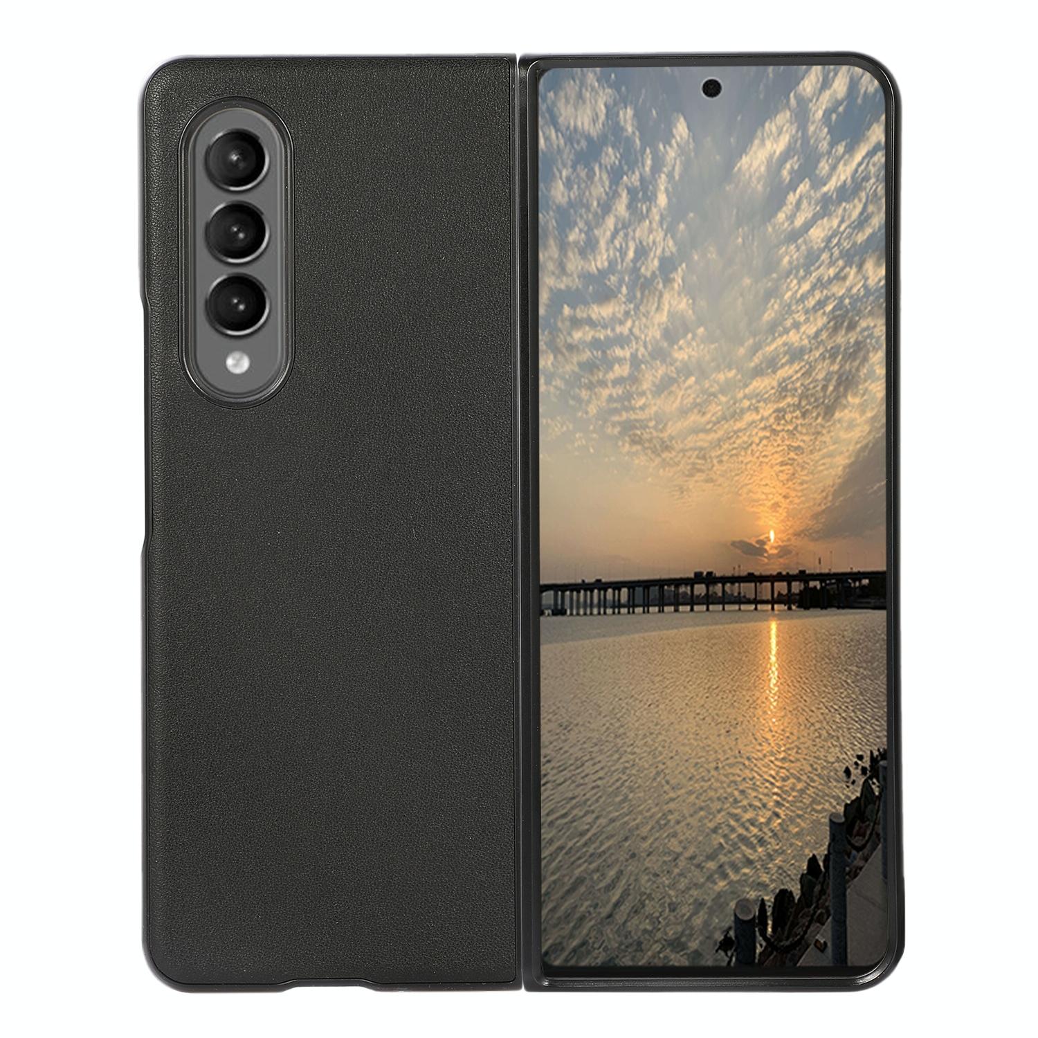 For Samsung Galaxy Z Fold4 5G Sheep Texture Leather Phone Case - Blue 14