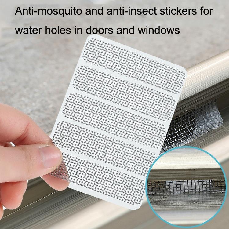 5-piece Self-adhesive Mosquito Stickers for Screen Windows with Drain Holes - White 7