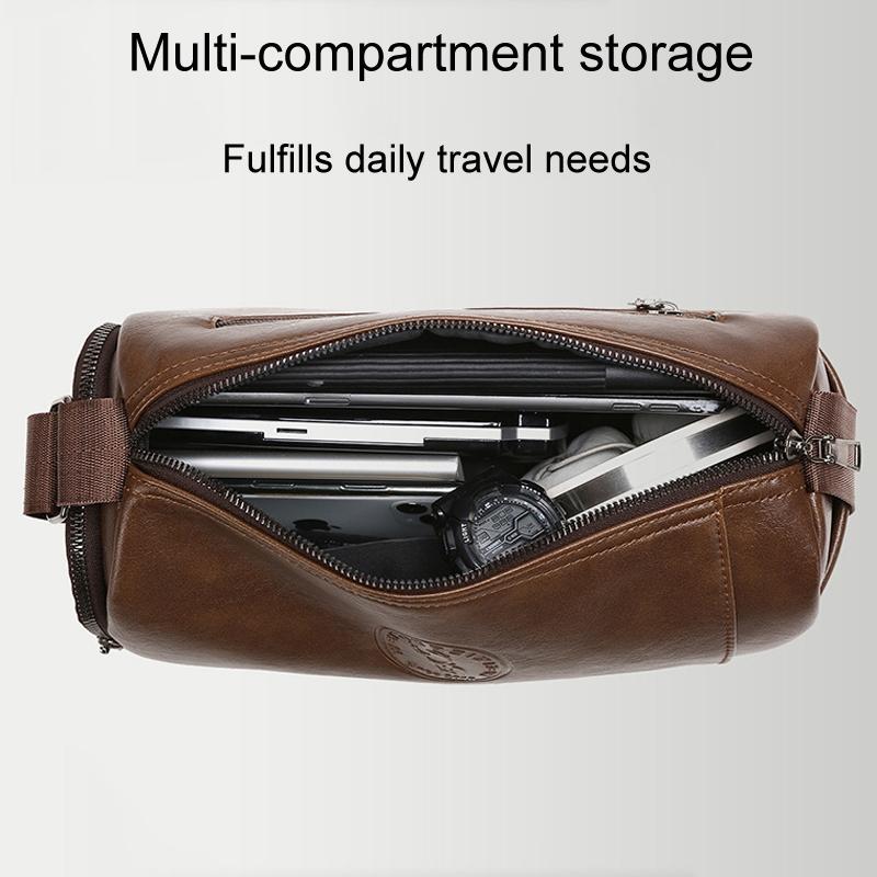 Waterproof Men Crossbody Backpack Large Capacity - Brown 7