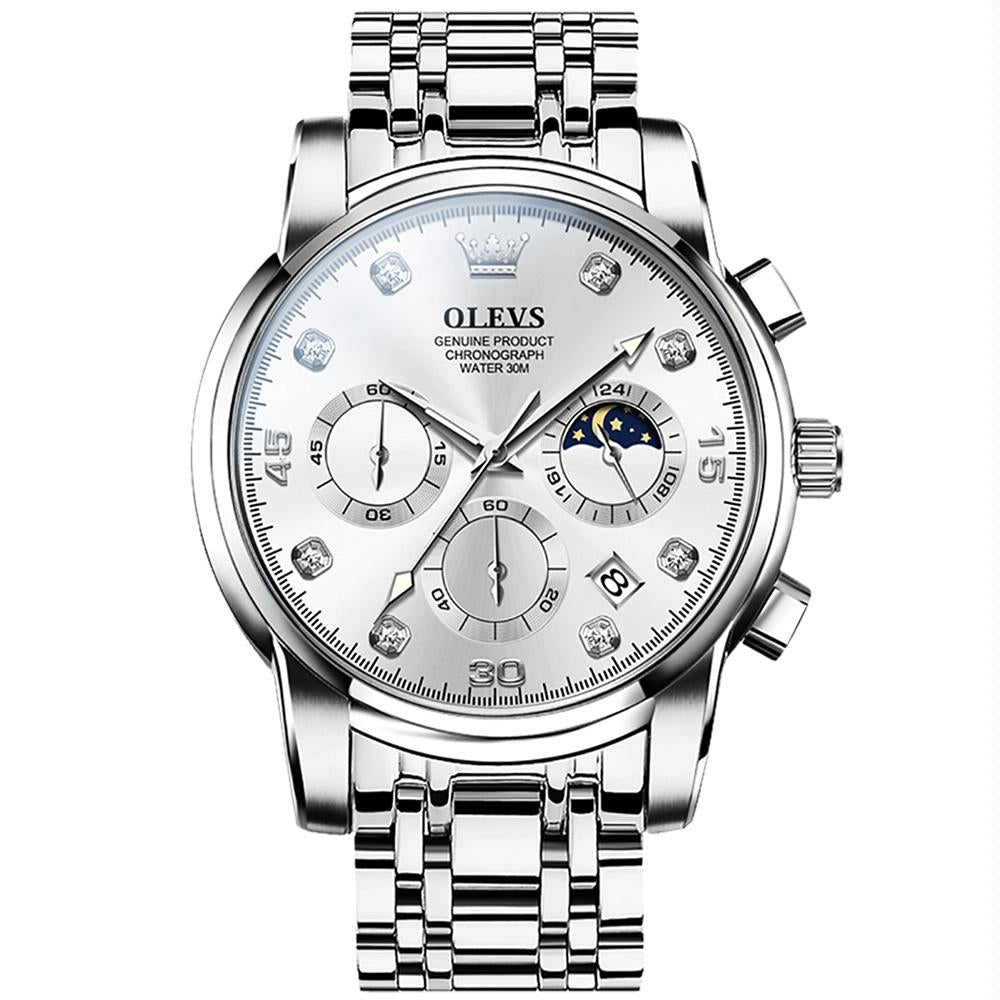 Waterproof Luminous Quartz Watch for Men - Multifunctional - White 3