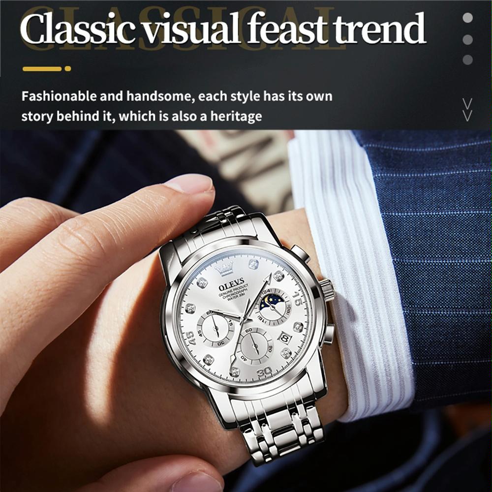 Waterproof Luminous Quartz Watch for Men - Multifunctional - White 7