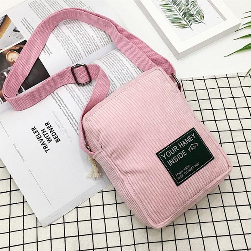 Striped Velvet Crossbody Bag Versatile & Simple - Pink