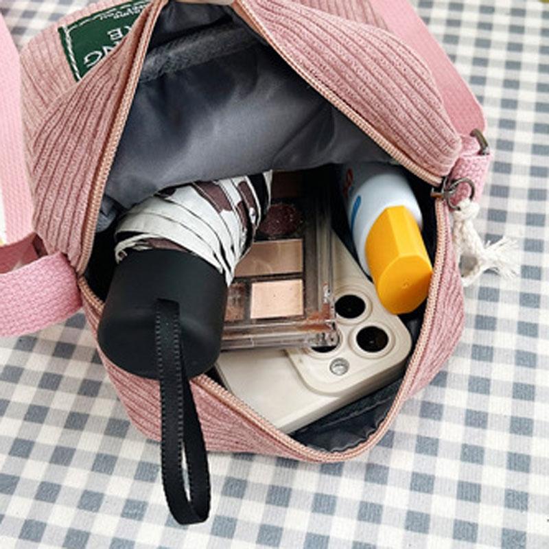 Striped Velvet Crossbody Bag Versatile & Simple - Pink 7