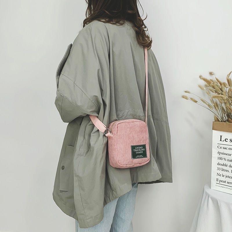 Striped Velvet Crossbody Bag Versatile & Simple - Pink 8