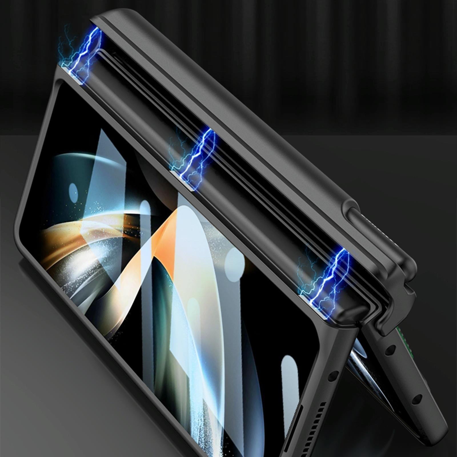 For Samsung Galaxy Z Fold4 5G Shockproof Magnetic Fold Case With Wrist Strap - Navy Blue 6