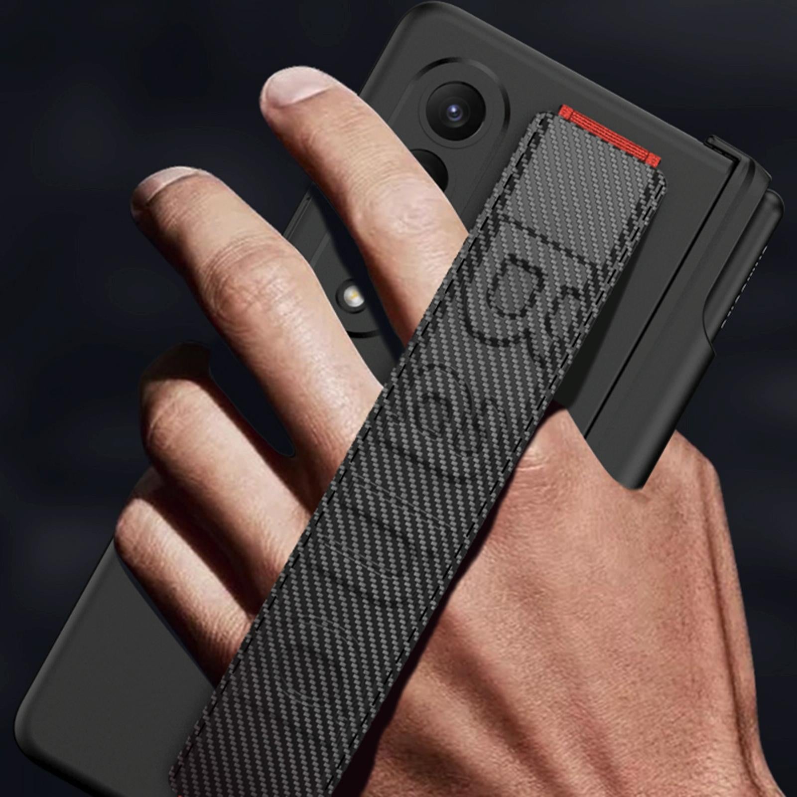 For Samsung Galaxy Z Fold4 5G Shockproof Magnetic Fold Case With Wrist Strap - Navy Blue 7