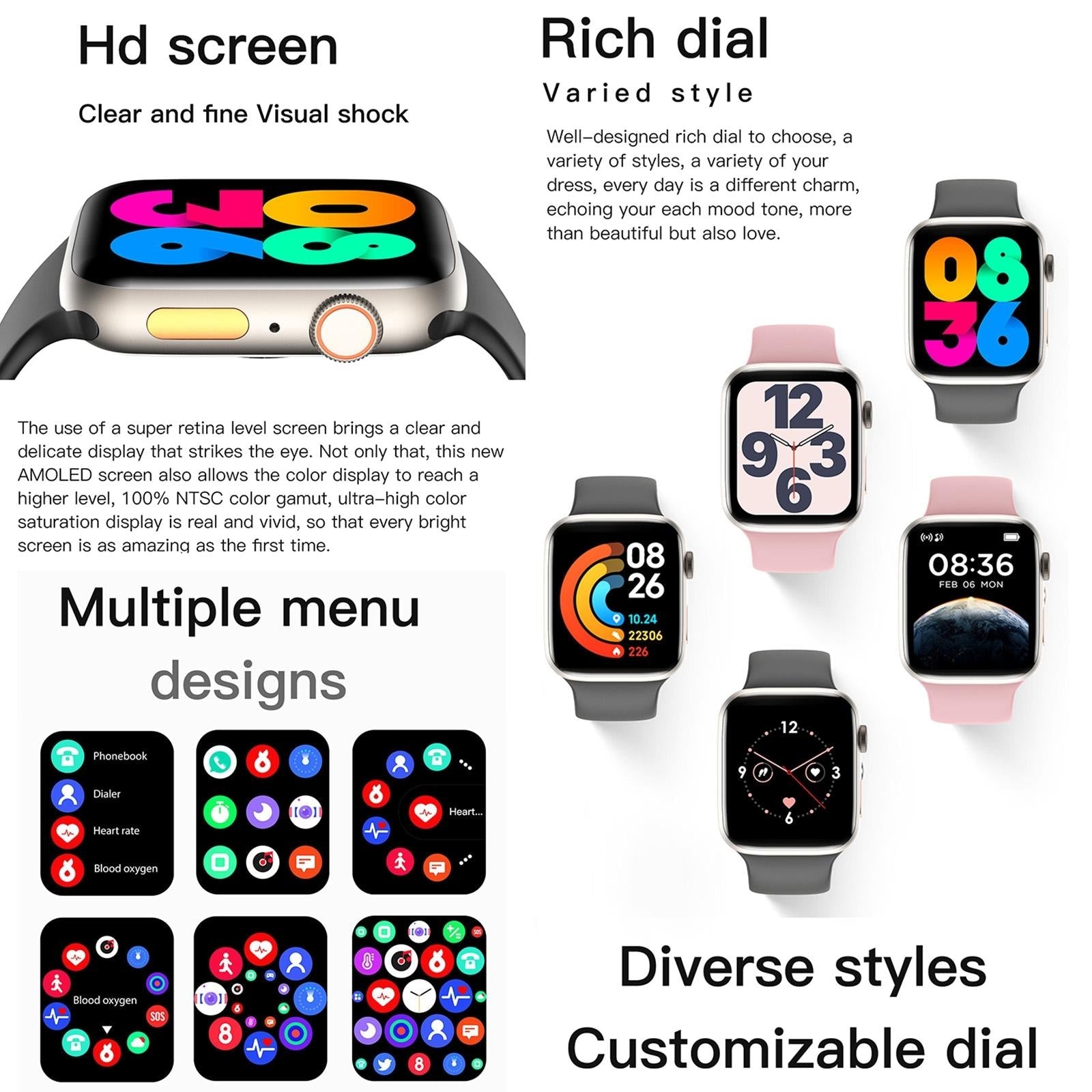 2.01 Inch Waterproof Smart Watch Bt Call / Heart Rate / Blood Pressure / Blood Oxygen - Pink Gold 7