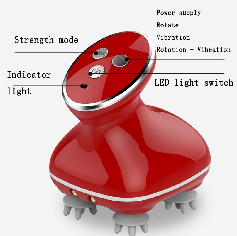 Electric Scalp Massager Multifunctional Vibration Therapy - Red 4
