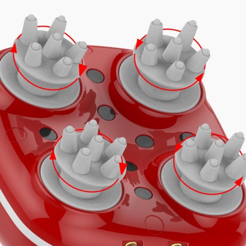 Electric Scalp Massager Multifunctional Vibration Therapy - Red 6
