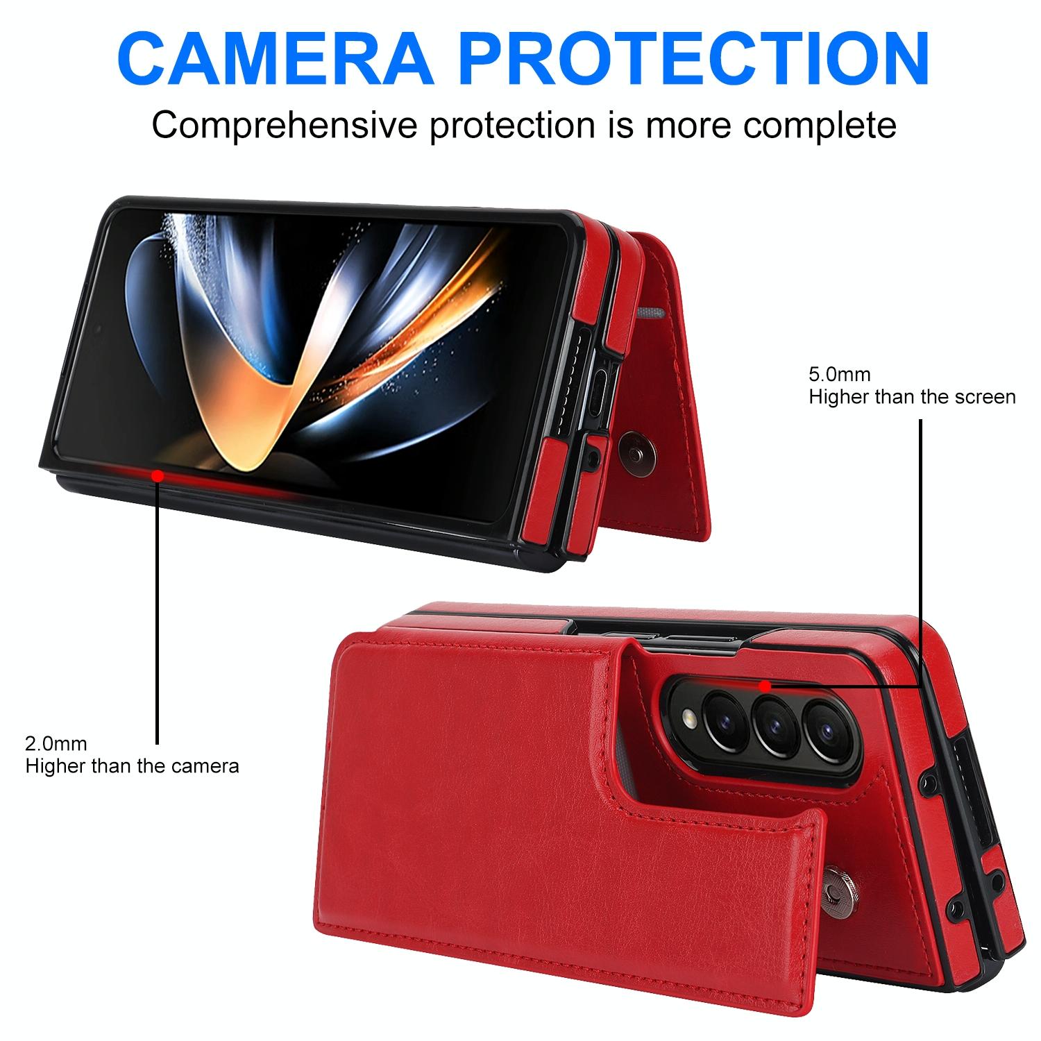 For Samsung Galaxy Z Fold4 5G Full Coverage Double Buckle Phone Case - Brown 8