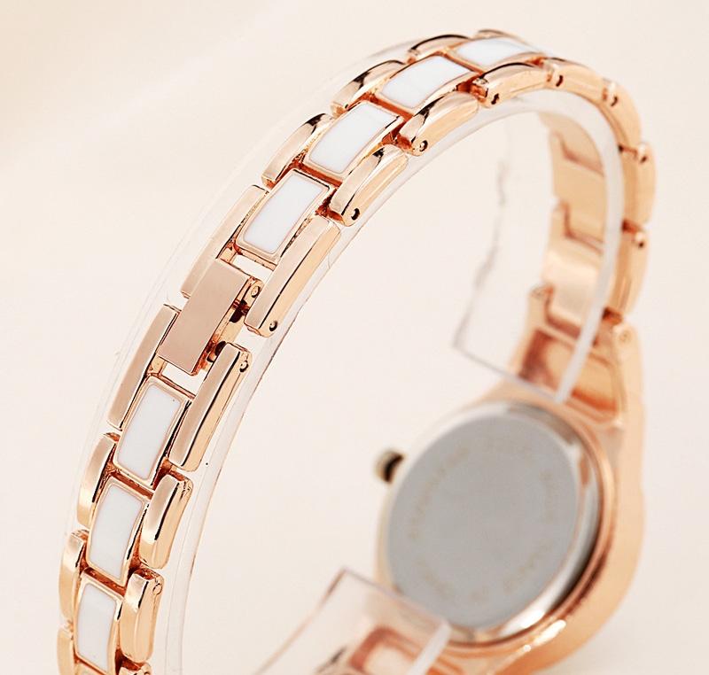 Women Stainless Steel Bracelet Watch with Two-tone Dial - Gold Black 14