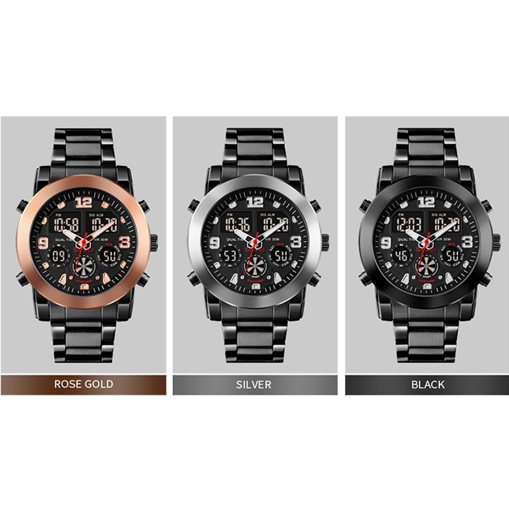 Triple Display Luminous Digital Watch - 1642 - Silver 3