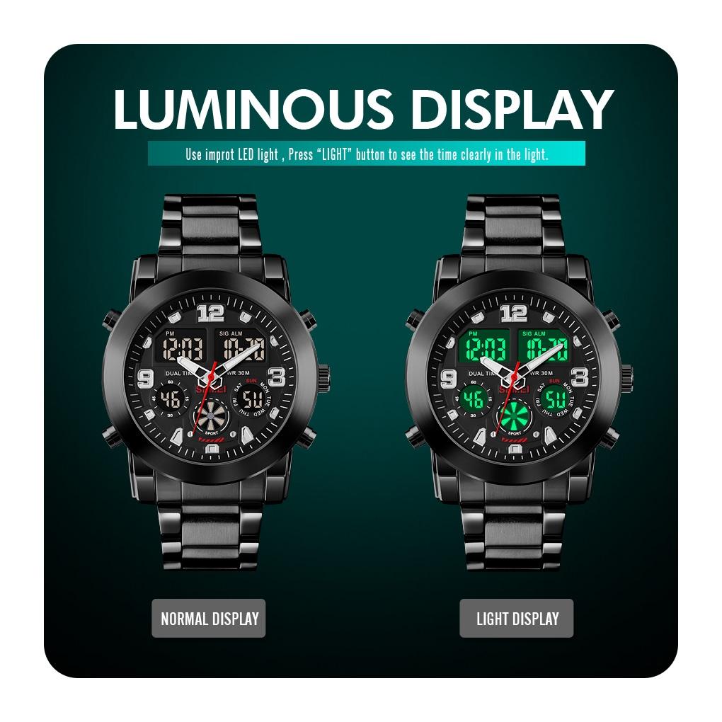 Triple Display Luminous Digital Watch - 1642 - Silver 7