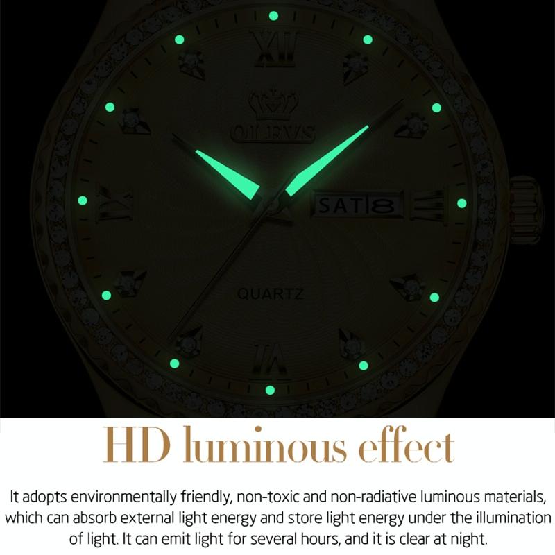 Waterproof Diamond Quartz Watch for Men with Stainless Steel Strap - Blue 8