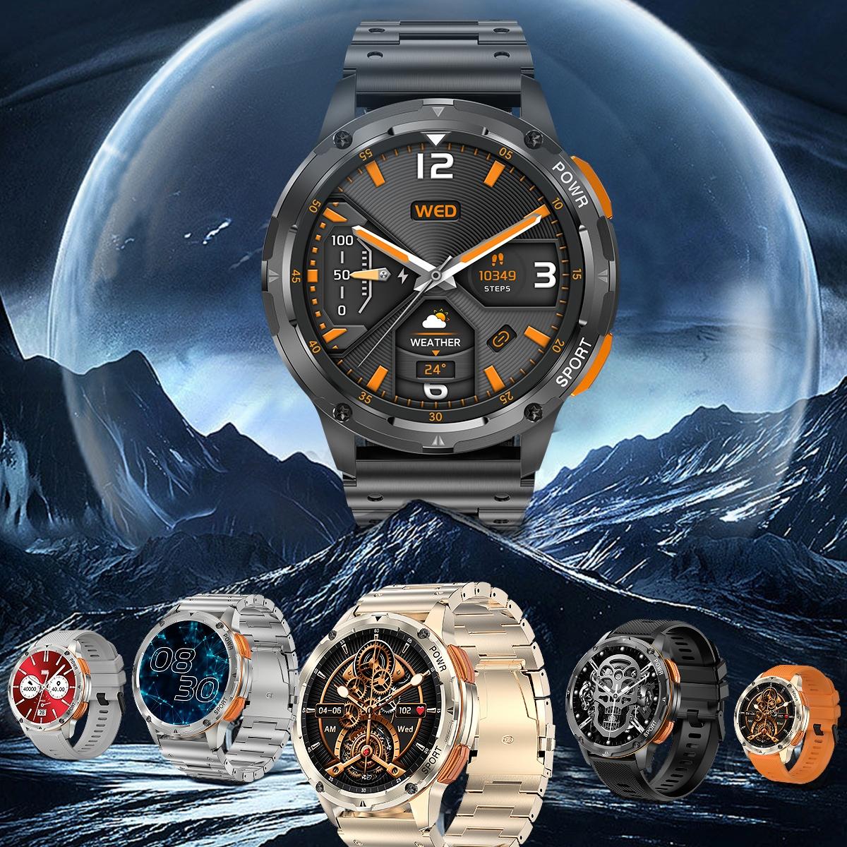1.43 Inch Amoled Round Screen Steel Strap Smart Watch - Gold 4