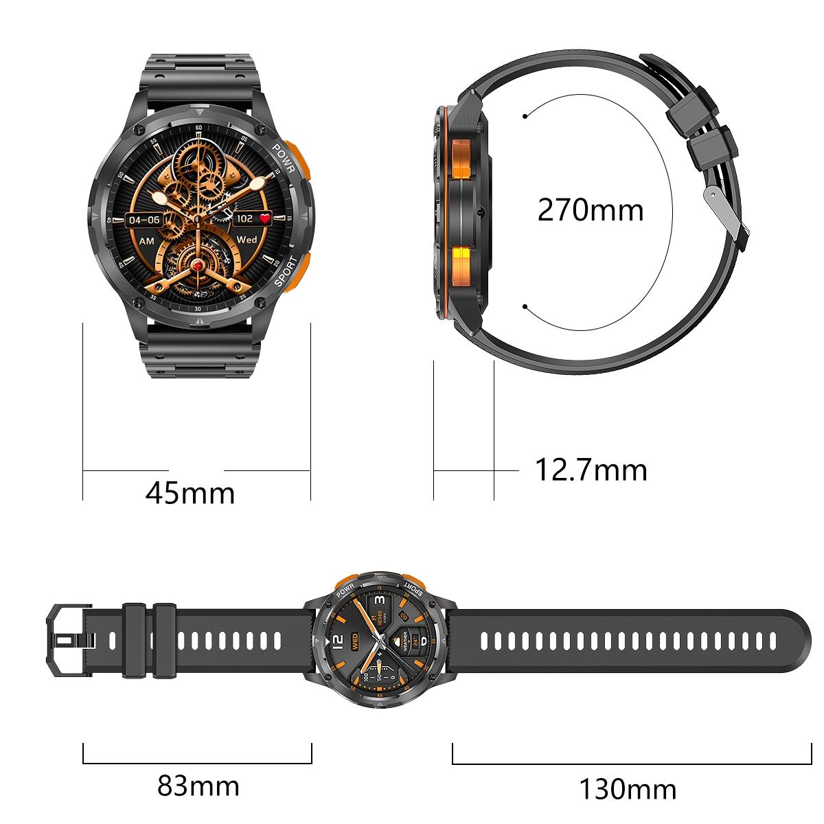 1.43 Inch Amoled Round Screen Steel Strap Smart Watch - Gold 5
