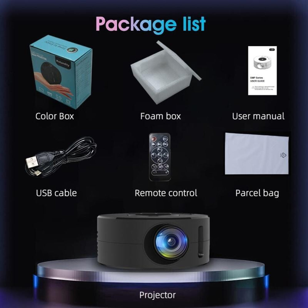 Portable Mini Projector - Hd Led Usb Powered Wired Connection - White 7