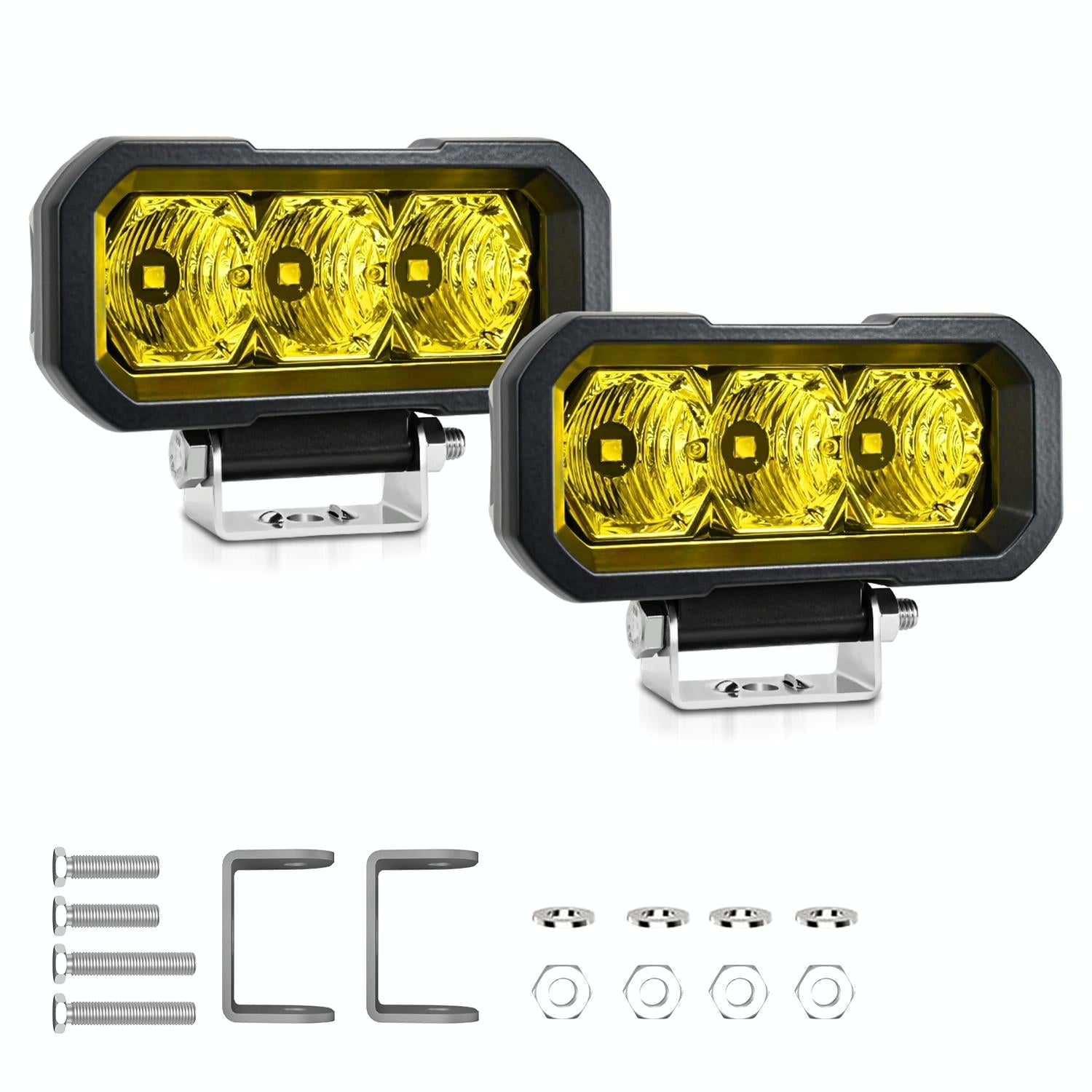 40W 9V - 30V 5 Inch Waterproof 3 - Eye Headlight - Spotlight Yellow Light 3