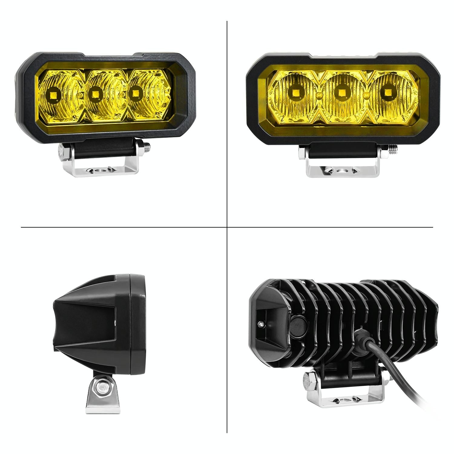 40W 9V - 30V 5 Inch Waterproof 3 - Eye Headlight - Spotlight Yellow Light 6