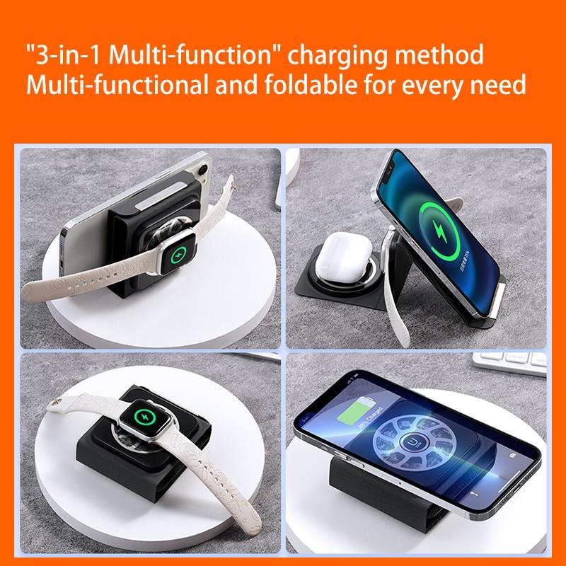 3 In 1 Portable Magsafe Wireless Charger - White 7