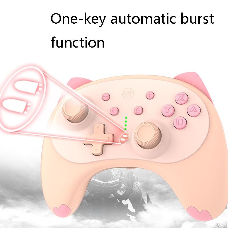 Cat Shaped Wireless Tooth Handle for Nintendo Switch - Orange Pink 6