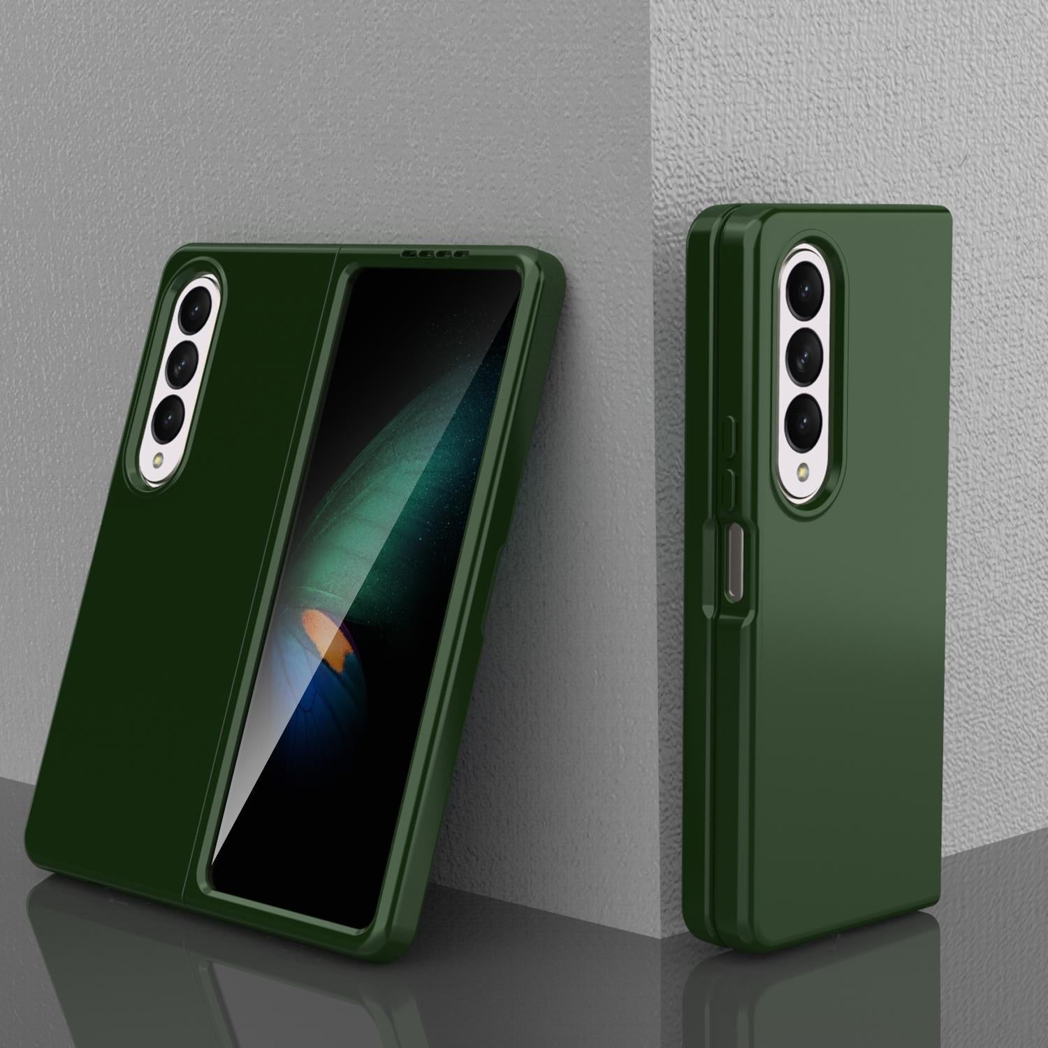 For Samsung Galaxy Z Fold4 5G Foldable Pc Case - Solid Colour - Dark Green 3