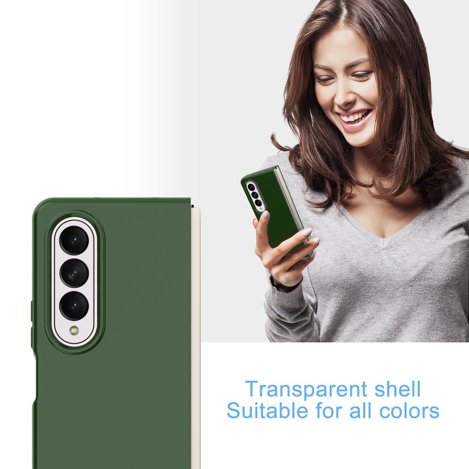 For Samsung Galaxy Z Fold4 5G Foldable Pc Case - Solid Colour - Dark Green 4