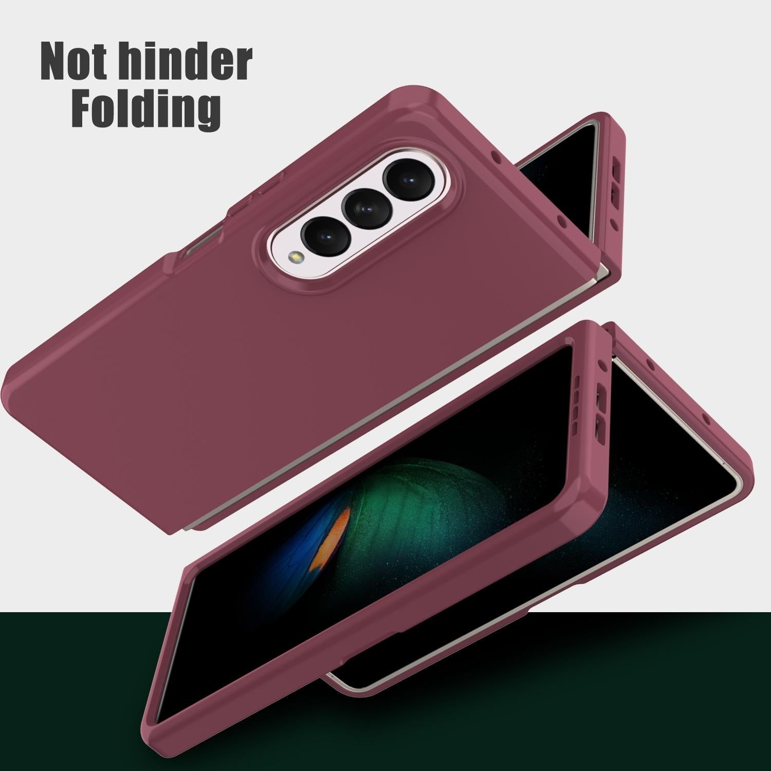 For Samsung Galaxy Z Fold4 5G Foldable Pc Case - Solid Colour - Dark Green 10